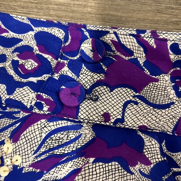 Anthropologie Fei 100% Silk Purple/Blue Floral Pencil Skirt Size 2 - Picture 8 of 12